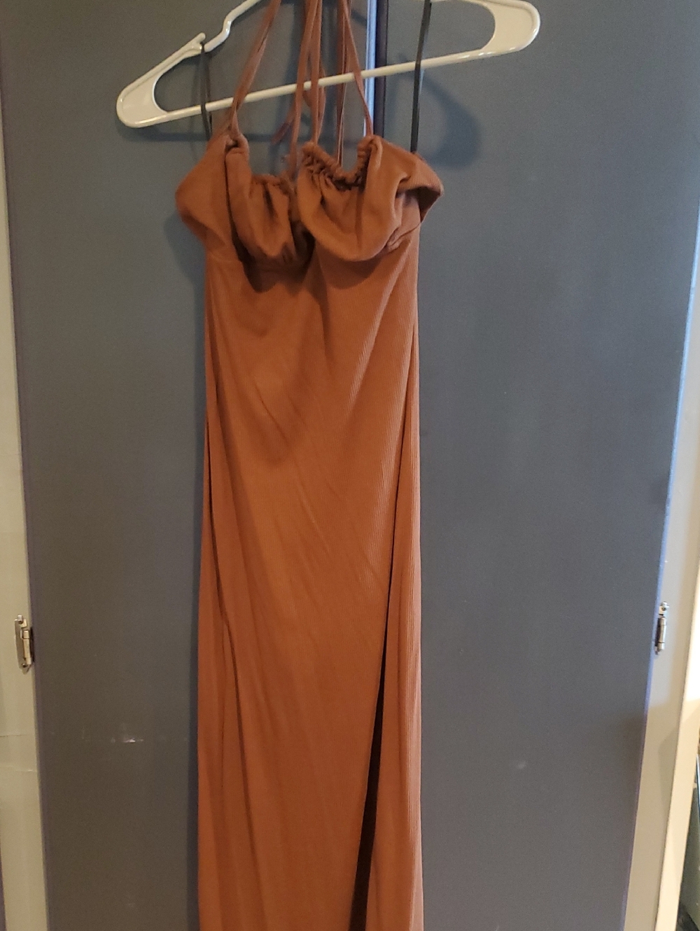 Shein Rust Brown Strapless Maxi Dress